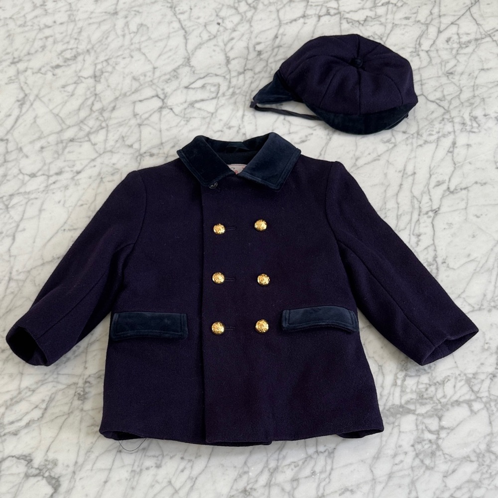 Classic Navy Kids Pea Coat with Hat